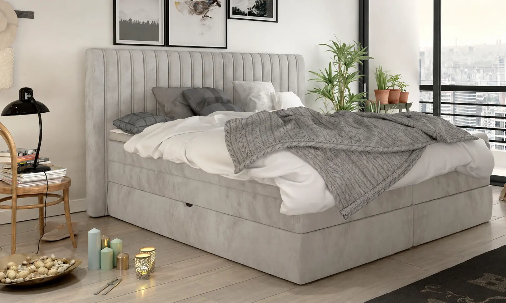 MINOLA boxspring posteľ s úložným priestorom, doprava zadarmo